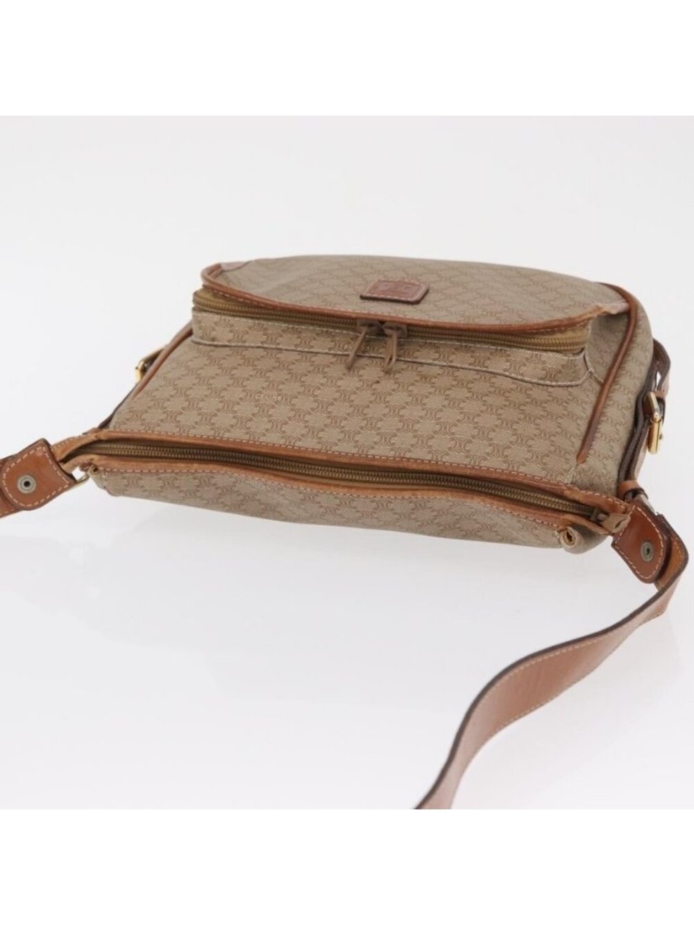 Authentic CELINE Macadam Canvas Shoulder Bag PVC Beige Gold - Picture 13 of 16
